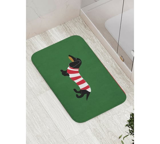 Изображение товара Коврик противоскользящий JoyArty "Такса в полосатой футболке" для ванной, сауны, бассейна, bath_53896