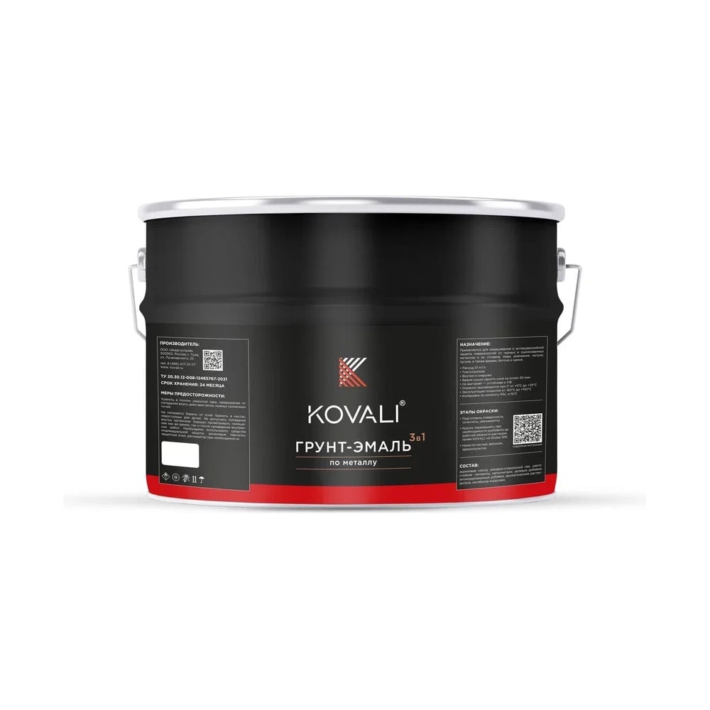 Изображение товара Грунт-эмаль KOVALI 3 в 1 полуглянец для металла и дерева 8.3 л