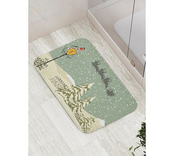 Изображение товара Коврик противоскользящий JoyArty "Санта в пути" для ванной, сауны, бассейна, bath_5528