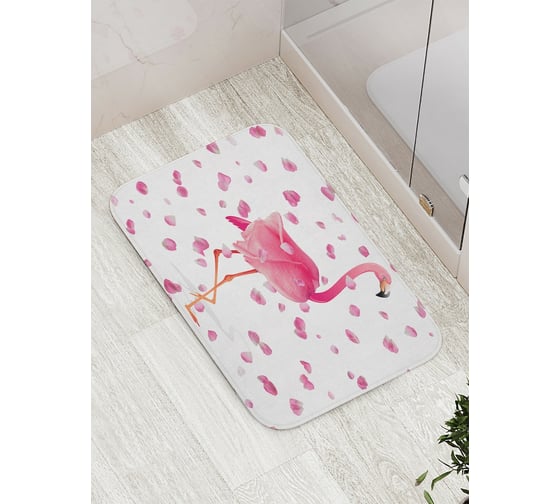 Изображение товара Коврик противоскользящий JoyArty "Лепестки над фламинго" для ванной, сауны, бассейна, bath_7421