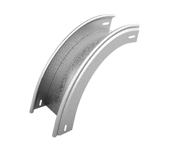 Изображение товара Угол внешний плавный OSTEC 90 градусов к лотку 200x100, толщина 0,7 мм, Сендзимир цинк УВТП90-200х100-0,7-R200-СЦ