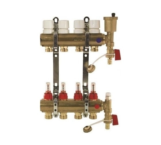 Изображение товара Коллекторная группа Imperial 1x3/4 EK-12 выходов с расходомерами, 6 bar, воздухоспускники, сливной кран Италия 811.12