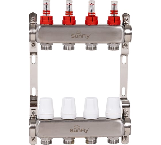 Изображение товара Коллектор из нержавеющей стали с расходомерами SUNFLY 1, 4 выхода (26053-1-4) SF0343624