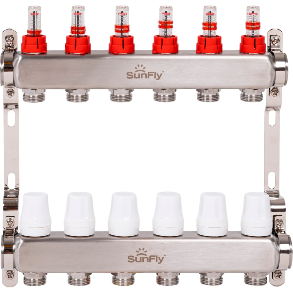 Изображение товара Коллектор из нержавеющей стали с расходомерами SUNFLY 6 выходов 26053-1-6
