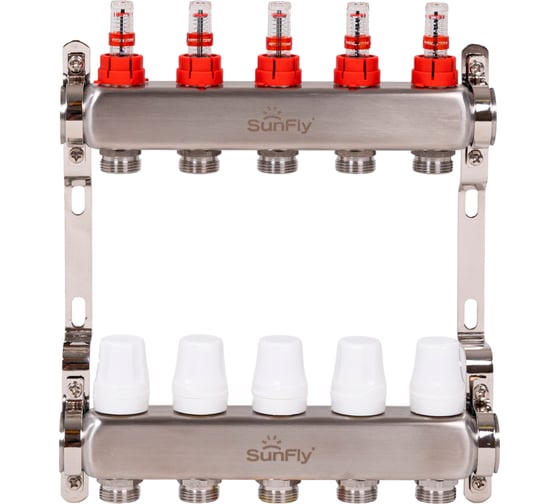 Изображение товара Коллектор из нержавеющей стали с расходомерами SUNFLY 1, 5 выходов (26053-1-5) SF0343631