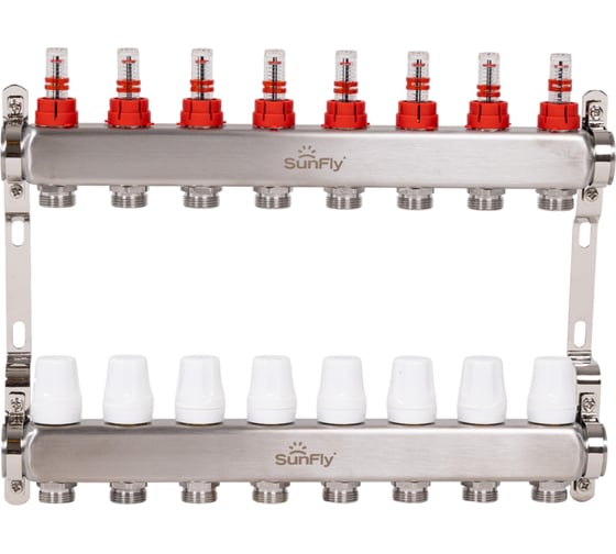 Изображение товара Коллектор из нержавеющей стали с расходомерами SUNFLY 1, 8 выходов (26053-1-8) SF0343662