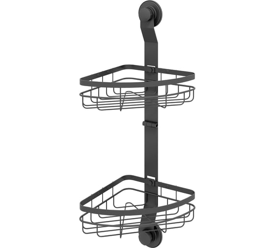 Изображение товара Двухъярусная угловая полка Milardo проволока стальная, черный матовый, Easy EASCWS2M44