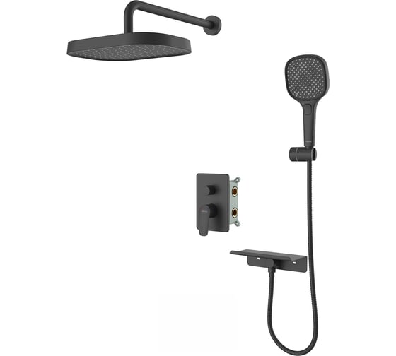 Изображение товара Душевая система скрытого монтажа Milardo Azure с тропическим душем и ручным душем, черный матовый AZUBL02M67