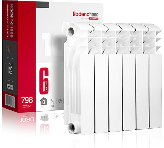 Изображение товара Радиатор биметаллический RADENA CS 1000 350/100 6 секций 009010802