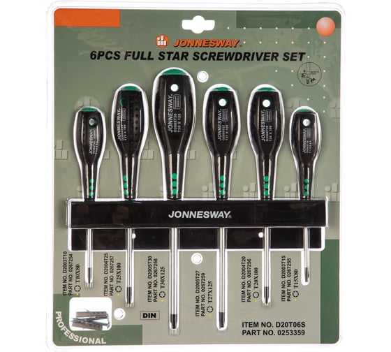 Изображение товара Набор отверток Jonnesway D20T06S TORX T10-T30, 6 пр. 48715