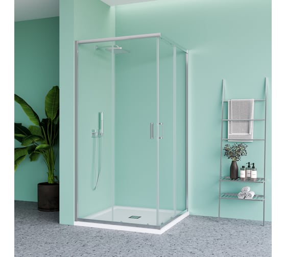 Изображение товара Душевой уголок Mebelvann 80x80 см профиль хром прозрачное стекло 6 мм BEN_901_SL_C_1950x800x800