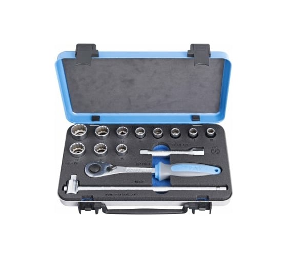 Изображение товара Набор двенадцатигранных торцевых головок Unior 1/2" 14 предметов в металлическом кейсе 10-24 мм 3838909119427