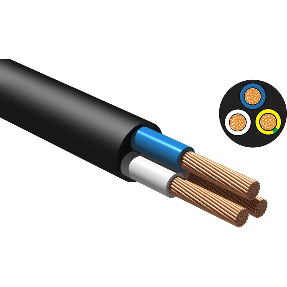 Изображение товара Кабель КГтп-ХЛ 3x2,5 25 метров по ГОСТ надежный электрокабель
