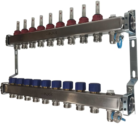 Изображение товара Коллектор из нержавеющей стали в сборе AXIS с расходомерами, 9 выходов AXIS212А09 SMART