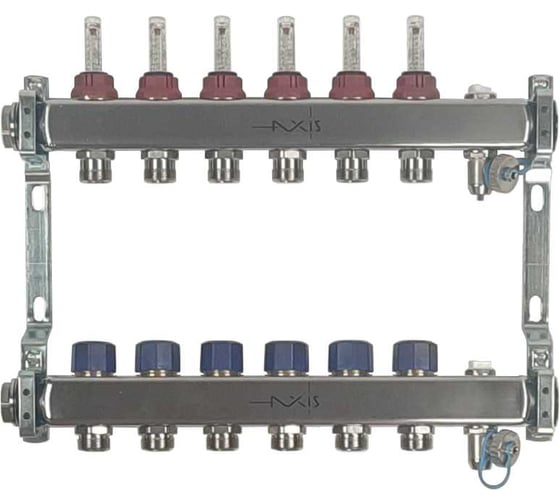 Изображение товара Коллектор из нержавеющей стали в сборе AXIS с расходомерами, 6 выходов AXIS212А06 SMART