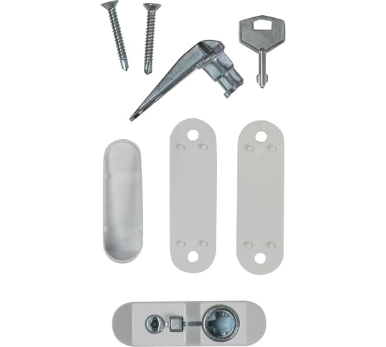 Изображение товара Металлический замок блокиратор с цилиндром и 2 ключами Левша белый У1-2459.Б