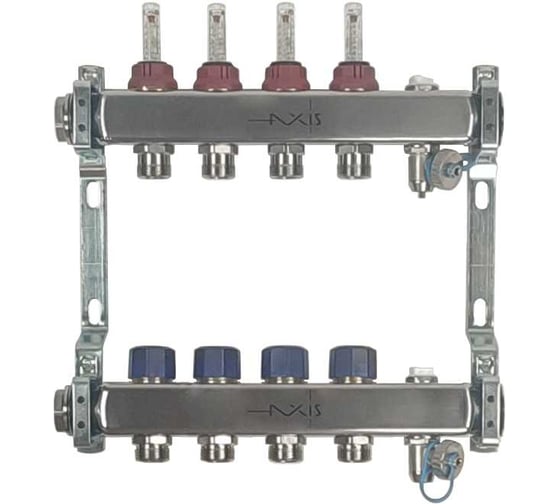 Изображение товара Коллектор из нержавеющей стали в сборе AXIS с расходомерами, 4 выхода AXIS212А04 SMART