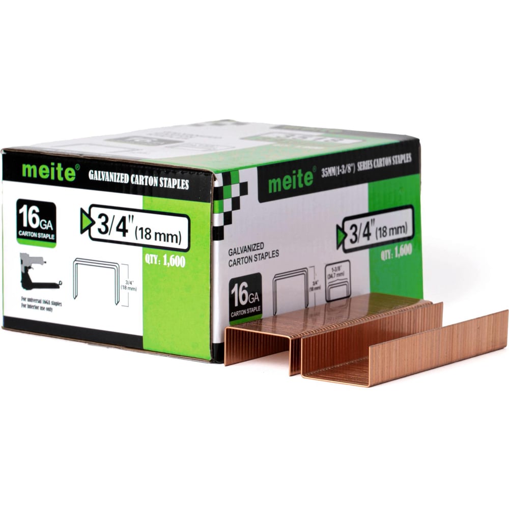 Изображение товара Скоба упаковочная для картона MEITE B-18 16Ga медная 1600 шт