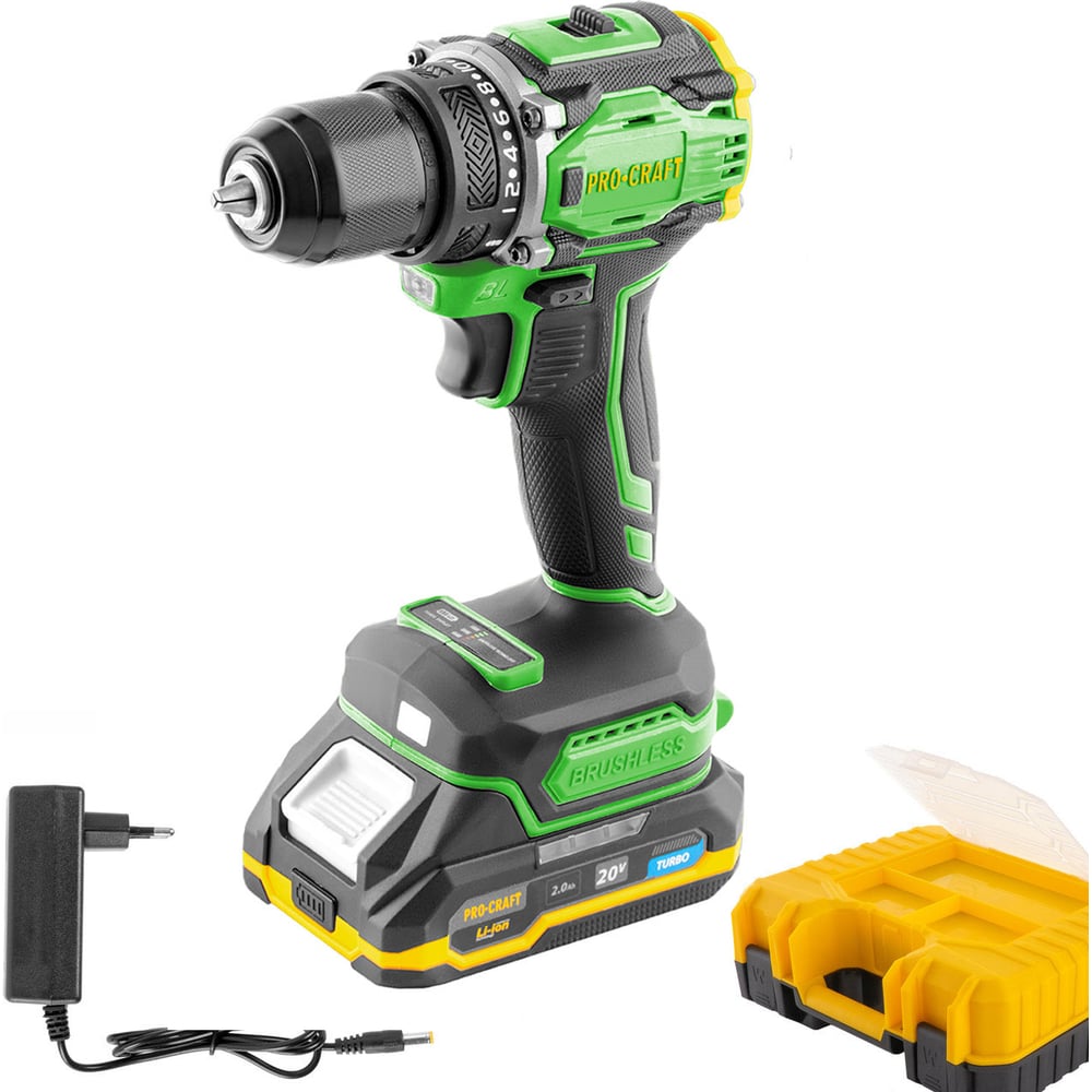 Изображение товара Аккумуляторный шуруповерт PROCRAFT PA18Pro 20В 30Нм с кейсом и зарядкой