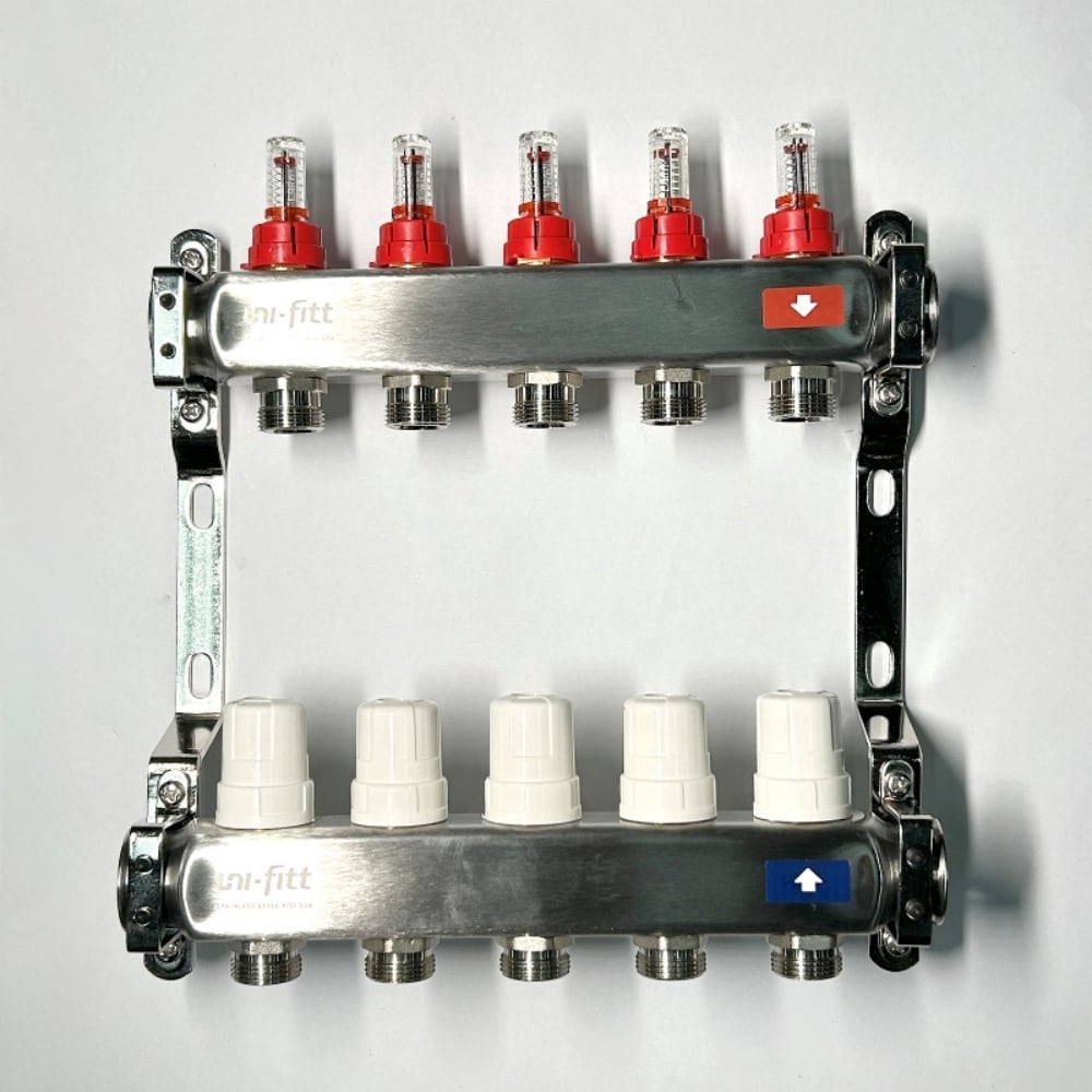 Изображение товара Коллекторная группа Uni-Fitt 1x5 3/4 с расходомерами и вентелями из нержавеющей стали