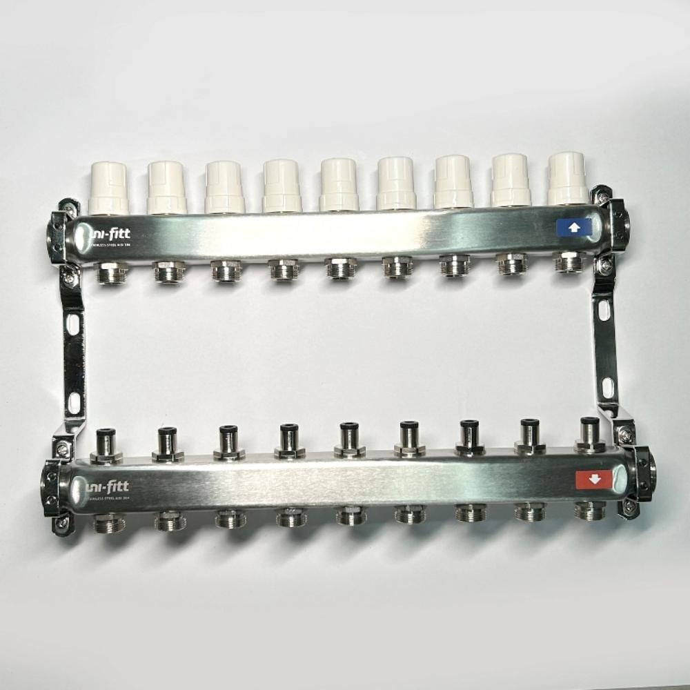 Изображение товара Коллекторная группа Uni-Fitt 1x9 выходов 3/4 нержавеющая сталь