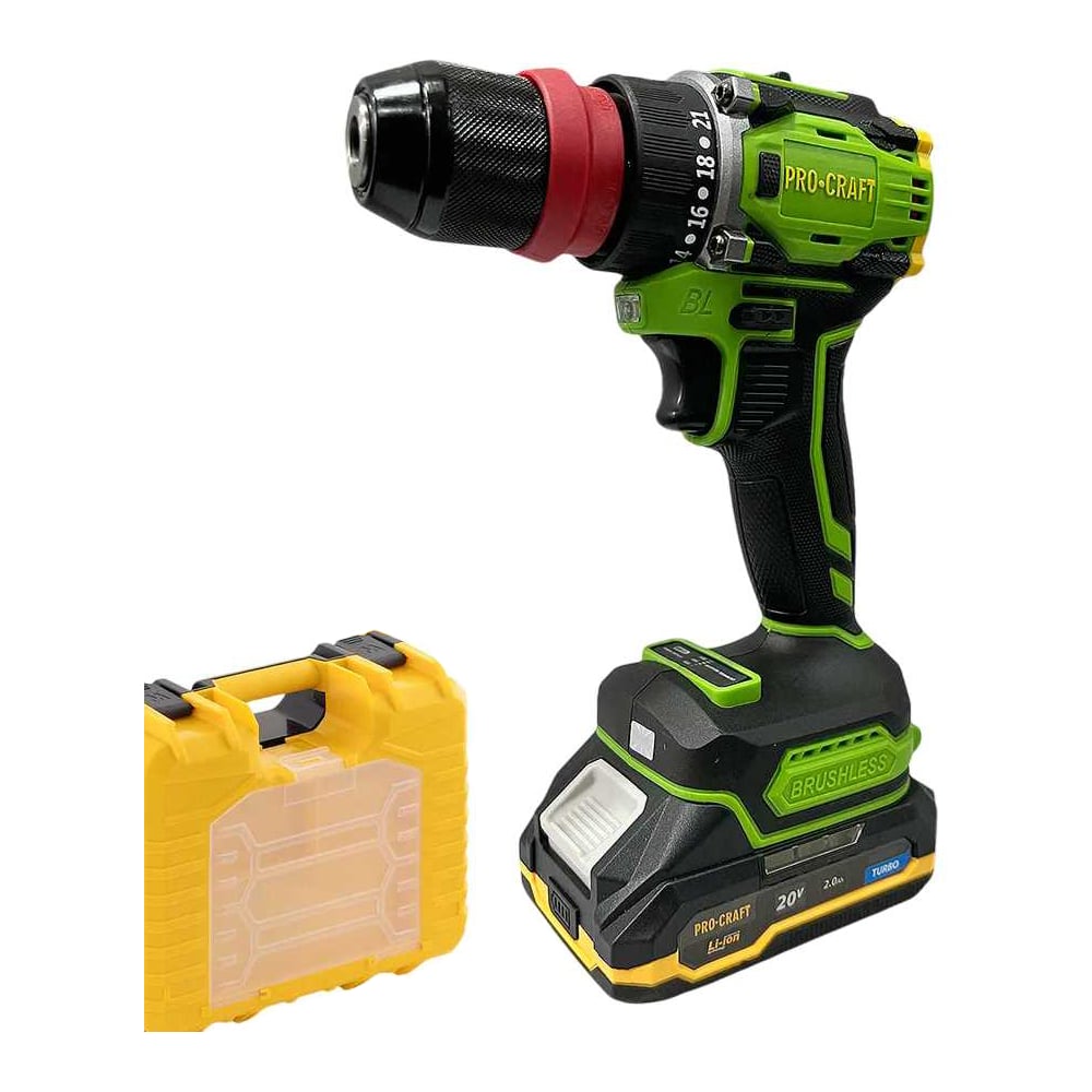 Изображение товара Шуруповерт аккумуляторный PROCRAFT PA18Pro DFR 20В 30Нм (1 АКБ 2Ач+ЗУ+Кейс) PA18Pro DRF-1b2ah-c