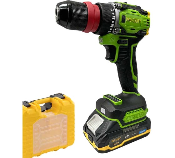 Изображение товара Шуруповерт аккумуляторный PROCRAFT PA18Pro DFR 20В 30Нм (1 АКБ 2Ач+ЗУ+Кейс) PA18Pro DRF-1b2ah-c
