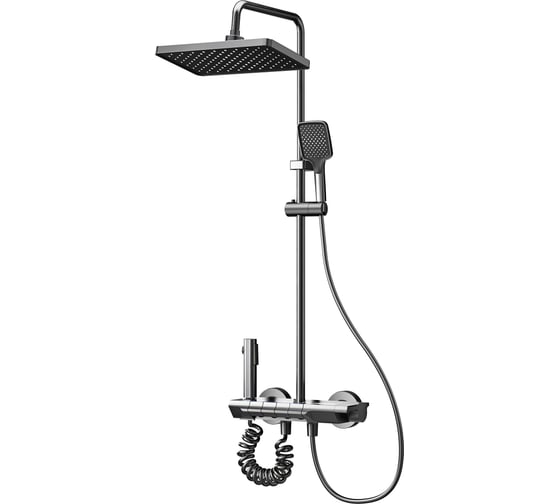 Изображение товара Смеситель для душа со стойкой, гигиенической лейкой, изливом ARGOTECH ALTRA-LED, d-28 алюминий 44719