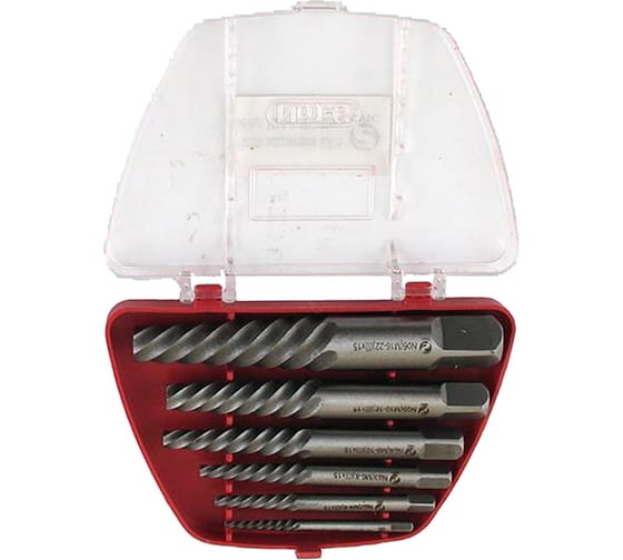 Изображение товара Набор экстракторов для выворачивания сорванных винтов из 6-ти штук CNIC М2.5-М4 - М16-М22 ШХ15 54340