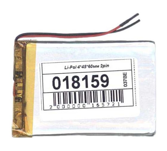 Изображение товара Аккумулятор AMPERIN Li-Pol (батарея) 4*45*60мм 2pin 3.7V/1000mAh 018159