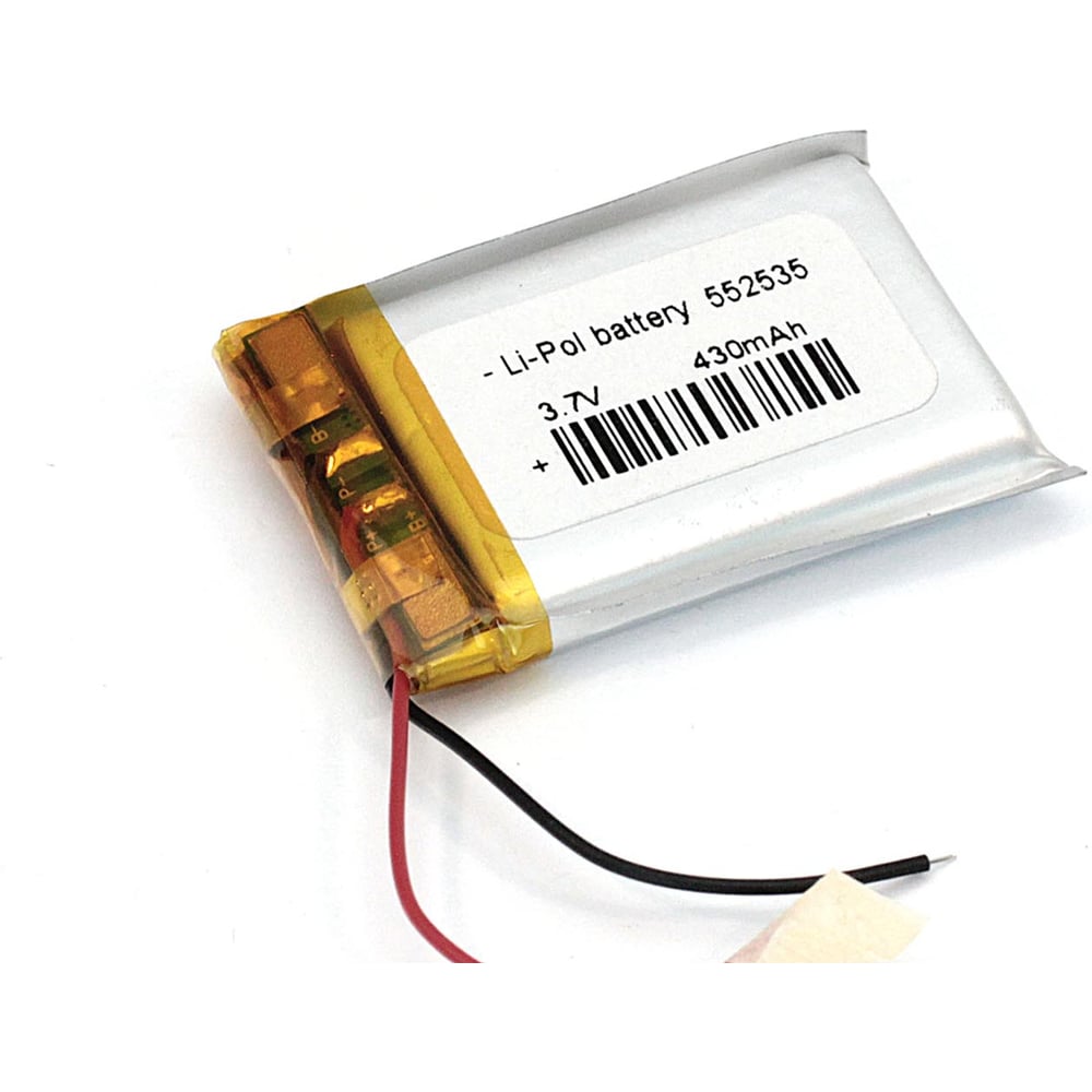 Изображение товара Аккумулятор AMPERIN Li-Pol 3.7V 430мАч 5.5x25x35мм 2pin для электроники