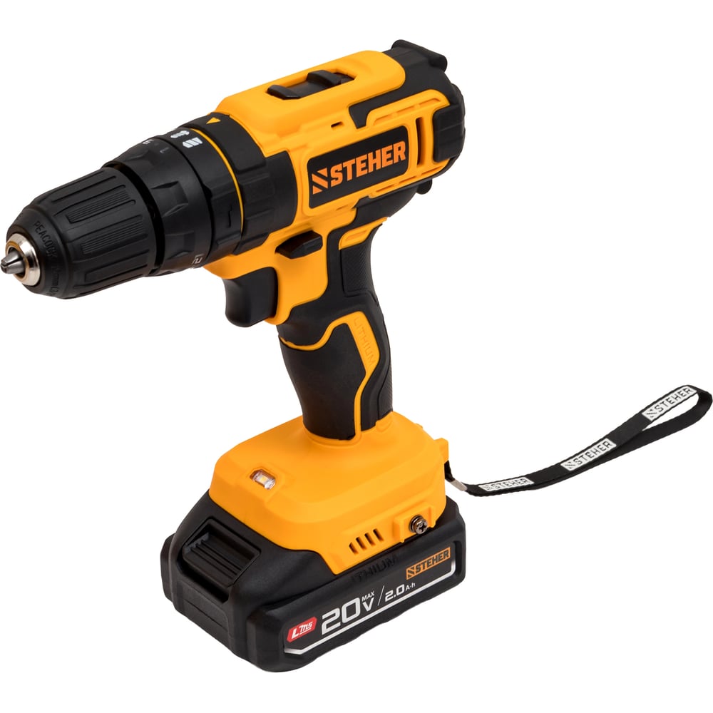 Изображение товара Ударная дрель-шуруповерт STEHER 20 В с одним аккумулятором LMS