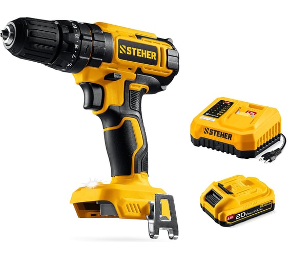 Изображение товара Ударная дрель-шуруповерт STEHER STEHER 20 В, 40 Н·м, 1 АКБ LMS (2 А·ч) CDS-40-21CDS-40-21
