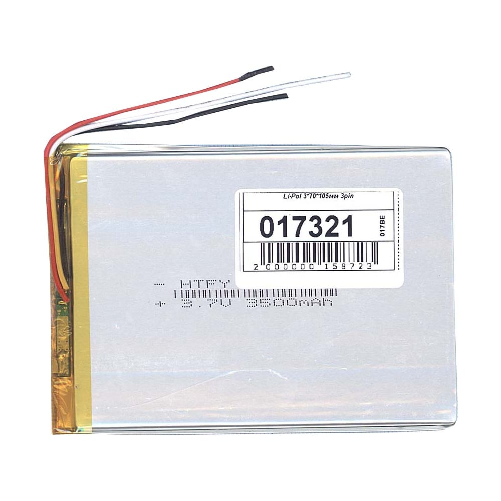 Изображение товара Аккумулятор AMPERIN Li-Pol 3pin 3.7V 3500mAh 105x70x3мм 017321