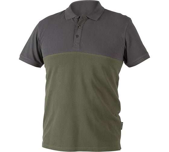 Изображение товара Футболка Polo HOEGERT TECHNIK URFT хлопок, темно-зеленая/асфальтовая, р. S HT5K419-S