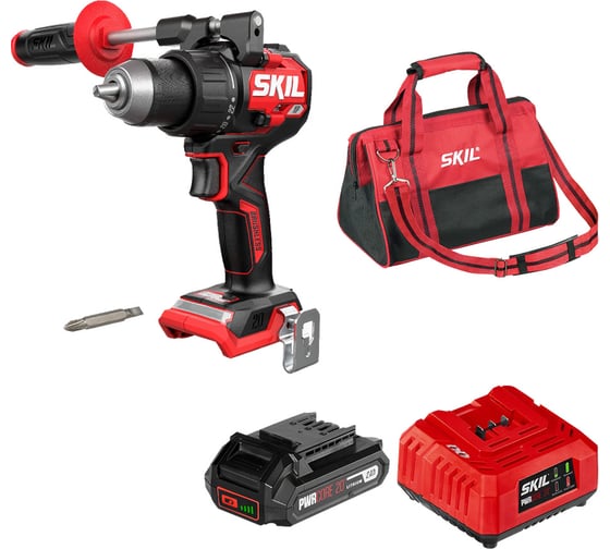 Изображение товара Набор SKIL Аккумуляторная дрель-шуруповерт DL6270, PWRCORE 20 (DL6270SE00+CB5197SE11+BG3224SE00) 9-0-002