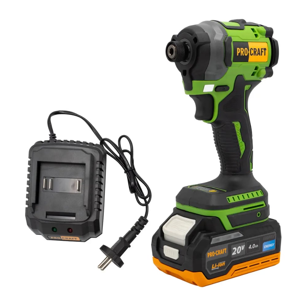 Изображение товара Винтоверт аккумуляторный PROCRAFT PS20 20В 180Нм, 3000 об/мин, 2600 уд/мин, 1/4 HEX (АКБ 2Ач + ЗУ) PS20-1b