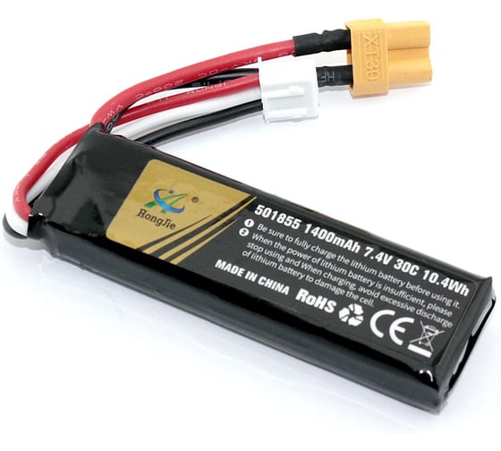 Изображение товара Аккумулятор AMPERIN Li-Pol 7.4v 501855 1400mah разъем XT30-plug 096999