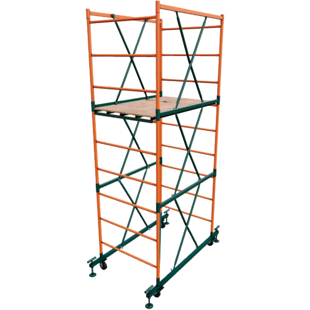 Изображение товара Вышка-тура модульная 4 м RIZ ВС-1,2x2,0 с колесами и винтовыми опорами