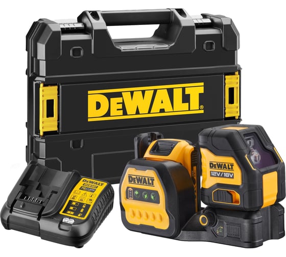 Изображение товара Аккумуляторный лазерный построитель плоскостей Dewalt DCE088D1G18, 12/18 В, зеленый луч, 30 м, с АКБ 2 Ач и ЗУ, в кейсе TSTAK DCE088D1G18-QW