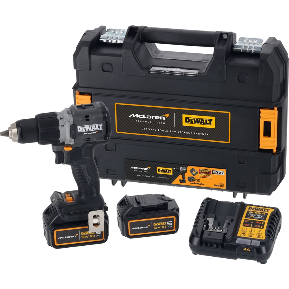 Изображение товара Ударная дрель-шуруповерт Dewalt McLaren Limited Edition DCD85MP2T, 18 В, 2000 об/мин, с 2 АКБ 5 Ач и ЗУ, в кейсе TSTAK DCD85MP2T-QW