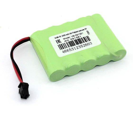 Изображение товара Аккумулятор AMPERIN Ni-Mh 6V 2400 mAh AA Flatpack разъем SM 091351