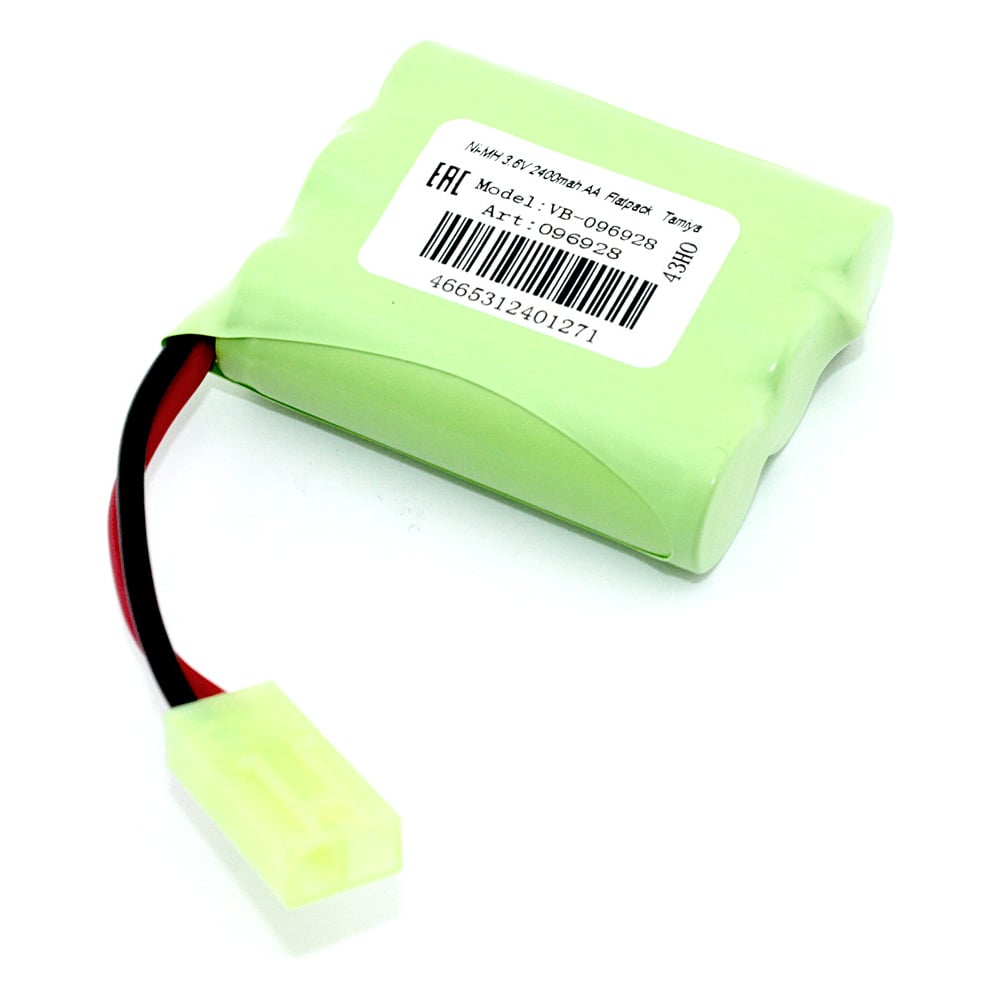 Изображение товара Аккумулятор AMPERIN Ni-MH 3.6V 2400mAh AA Flatpack разъем Tamiya 096928
