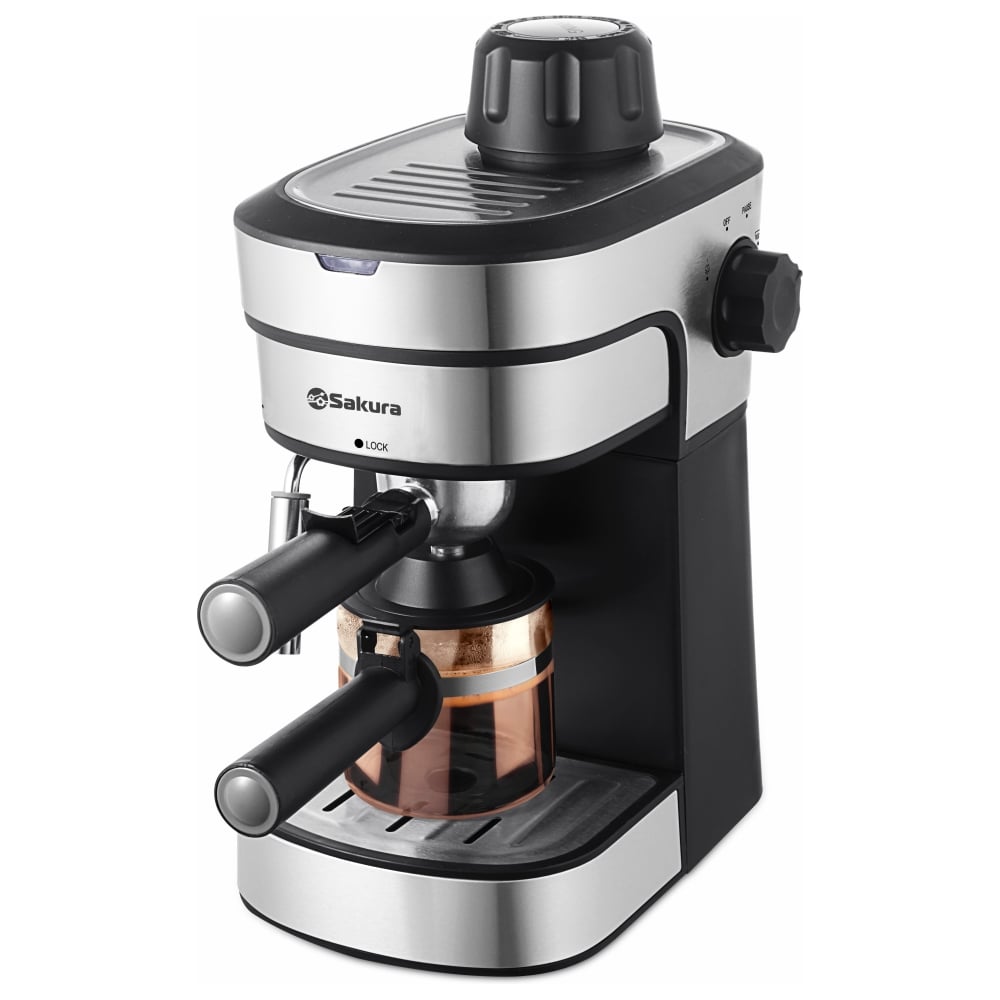 Изображение товара Кофеварка Sakura SA-6121 рожковая с мощностью 800 Вт и давлением 4 бара