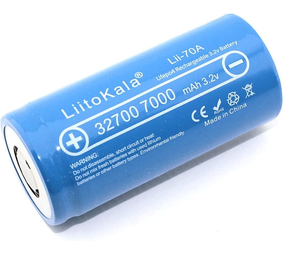 Изображение товара Аккумулятор AMPERIN типа 32700 LiitoKala Lii-70A высокотоковый LiFePO4 3.2V, 7000mAh 095358