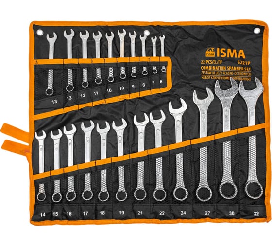 Изображение товара Набор ключей комбинированных ISMA 22 предмета -5221P(62620) ISMA-5221P(62620)