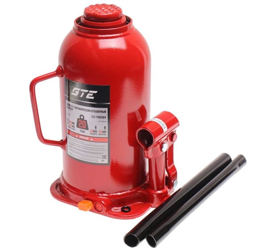 Изображение товара Домкрат гидравлический бутылочный 20т (h min-235мм, h max-445мм, ход штока-150мм, ход винта-60мм) GTE TH92004 983214