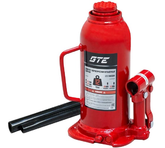 Изображение товара Домкрат гидравлический бутылочный GTE 12т (h min-227мм, h max-457мм, ход штока-150мм, ход винта-80мм) /1/3 GTE-TH91204