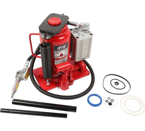 Изображение товара Домкрат пневмогидравлический GTE бутылочный 20т (h min-265мм, h max-510мм, ход штока-165мм, ход винта-80мм) /1/6 GTE-TQ20002