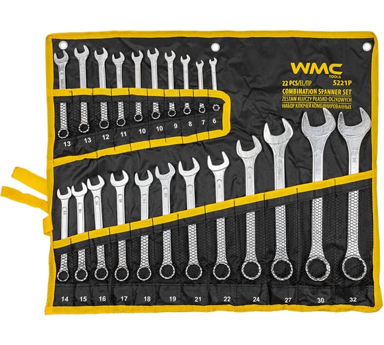 Изображение товара Набор ключей комбинированных WMC TOOLS 22 предмета WMC-5221P(62619)